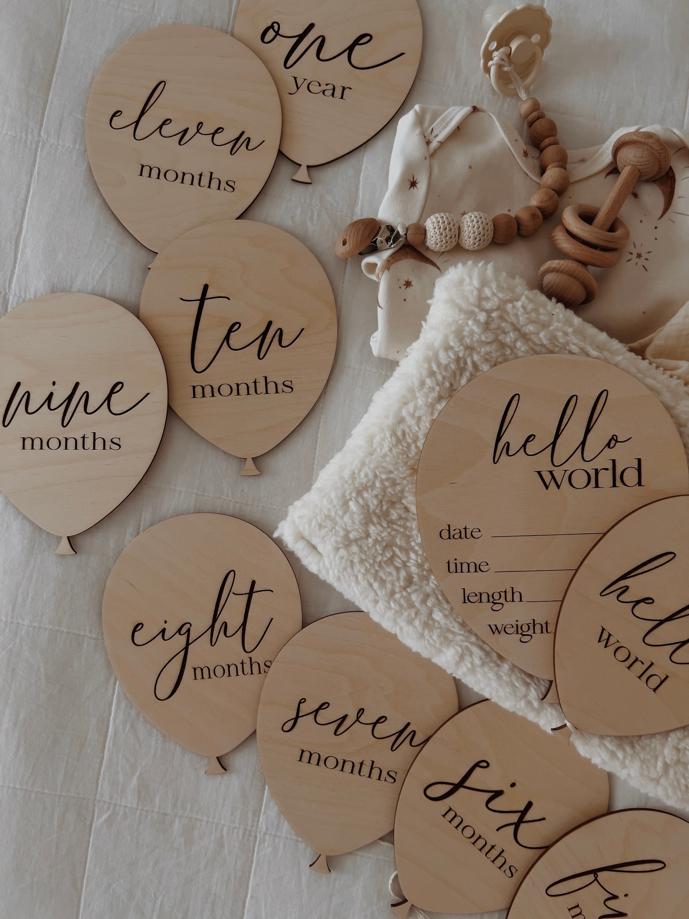 Milestone Cards Wooden Baby Photography Propwooden Balloons - Etsy