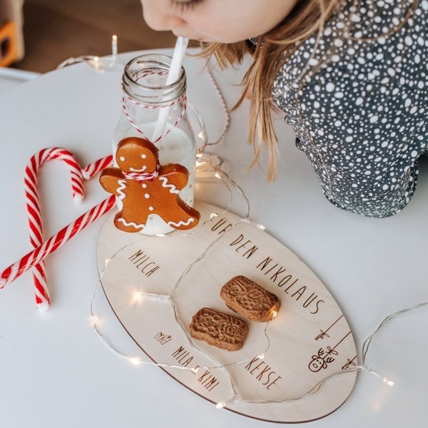 Santa tray, Santa claus tray, personalised Santa tray, fur den nikolaus, milch und kekse, Christmas, Santa claus, Christmas tray