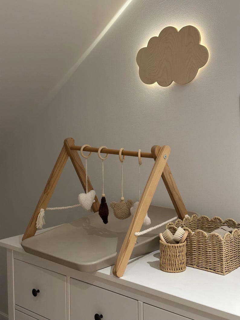 Wooden Cloud Night Light | Nursery Wall Decor | Kids Room Lamp | Baby Shower Gift | Handmade Wooden Lamp image 1
