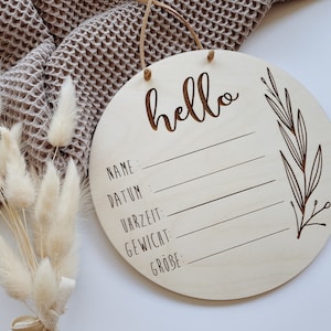 Meilensteine Holzscheibe Geburtstafel, Hallo welt, Hello world wooden plaque, birth announcement,Geburtskarte, Geburtscheibe Geburt Geschenk