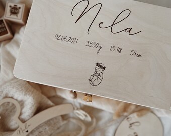 Boîte souvenir, Boîte à souvenirs, Aufbewahrung Kinderzimmer, Personalisierte Erinnerungskiste Baby , Erinnerungskiste Baby , Holzbox mit Namen,