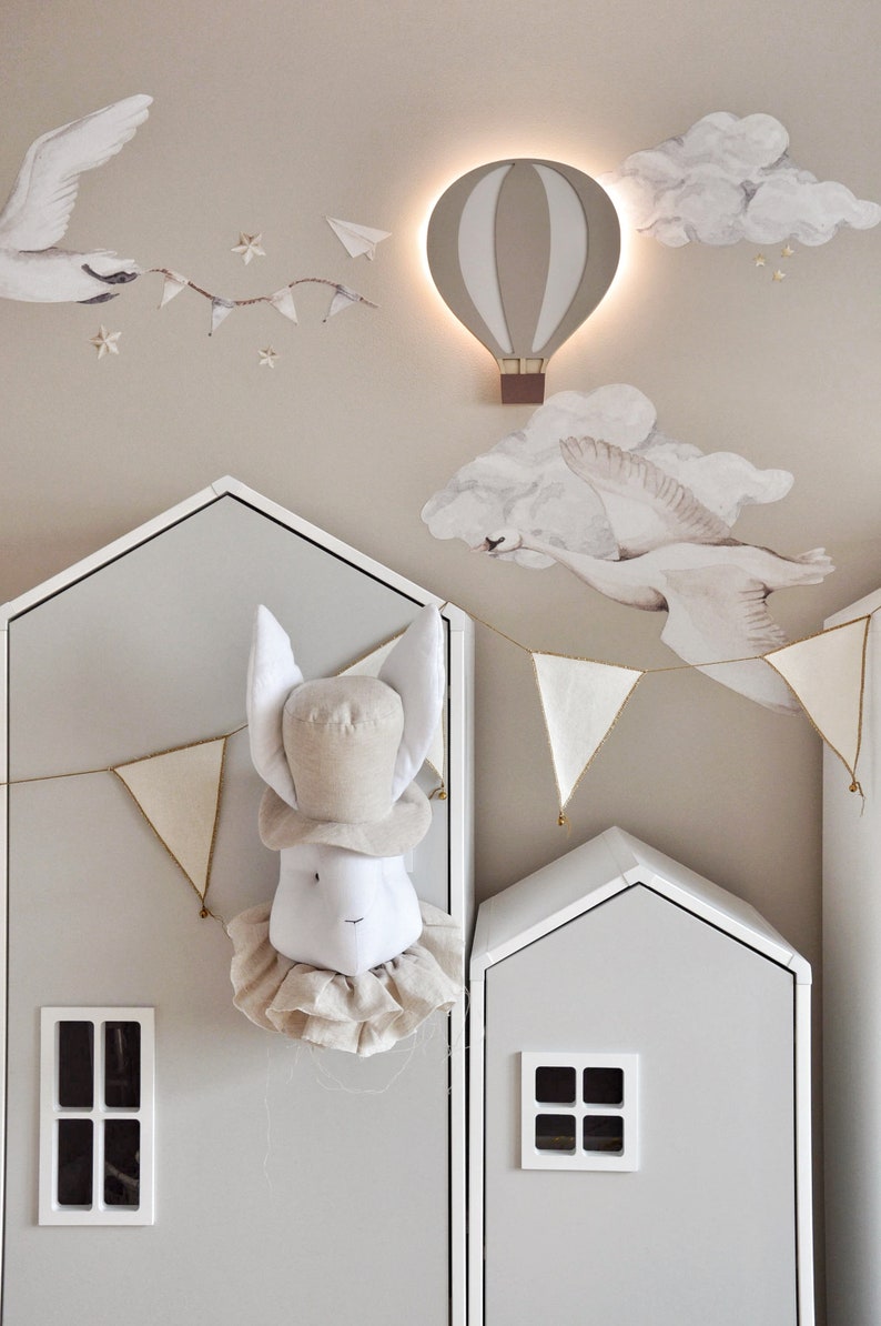 Nightlight for kids,Wandleuchte ballon, leuchter, Balloon nightlamp, hotair balloon lamp, kids decor, nursery decor, nightlight for kids, zdjęcie 6