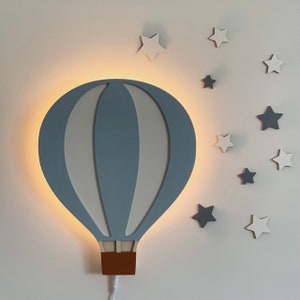Nightlight for kids,Wandleuchte ballon, leuchter, Balloon nightlamp, hotair balloon lamp, kids decor, nursery decor, nightlight for kids, zdjęcie 7