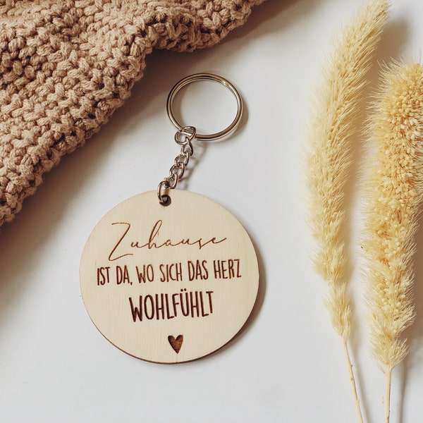 keyring, present, zuhause ist da wo sich dein herz wohlfühlt, Hauseinweihungsparty, personalisiert, graviert geschenk