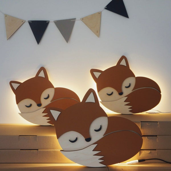 Nachtlicht für Kinder, LED-Lampe, CUTE FOX mit Lichtdimmer, Nachtlicht für Kinderzimmer, Nachttischlampe, Kinderzimmer, Wandleuchte, Wandleuchte Fell Kinder