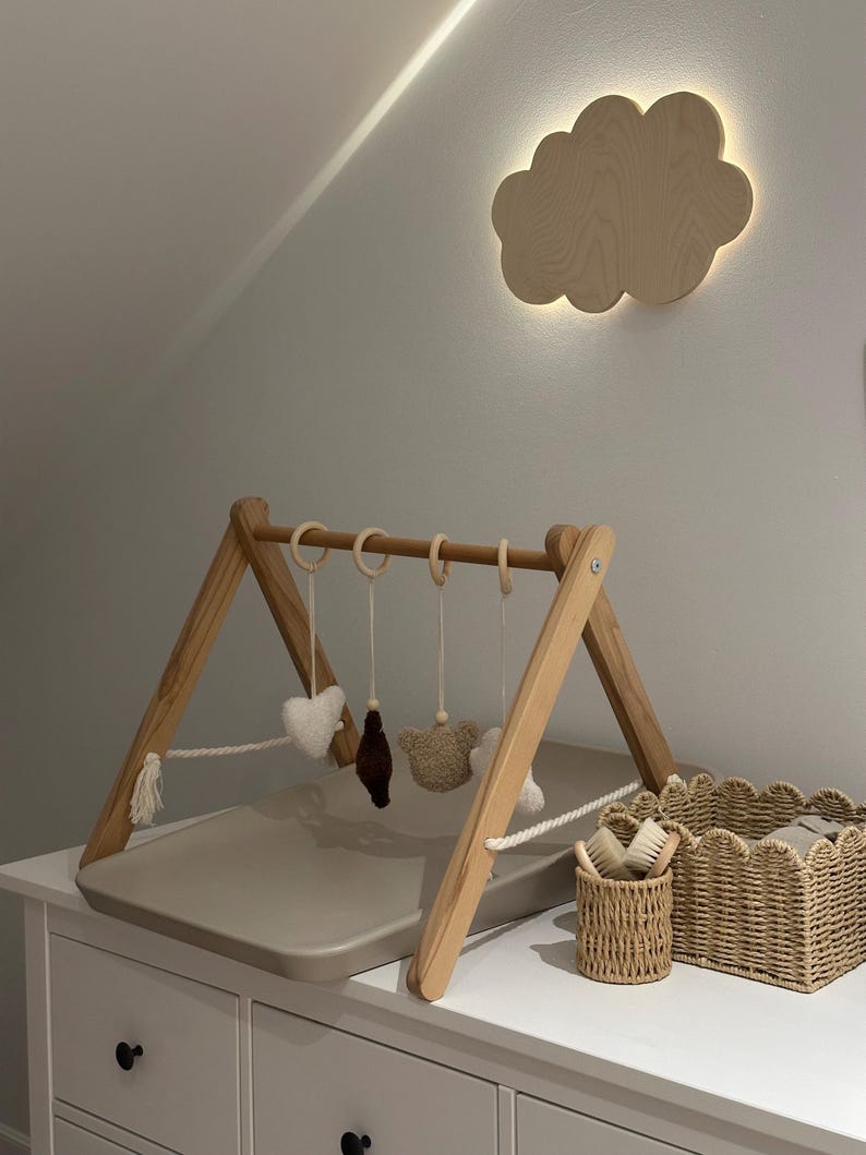 Wooden Cloud Night Light | Nursery Wall Decor | Kids Room Lamp | Baby Shower Gift | Handmade Wooden Lamp image 13