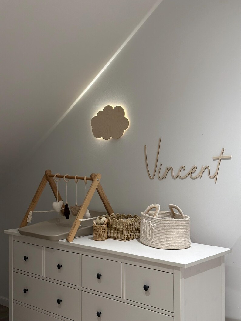Wooden Cloud Night Light | Nursery Wall Decor | Kids Room Lamp | Baby Shower Gift | Handmade Wooden Lamp image 12