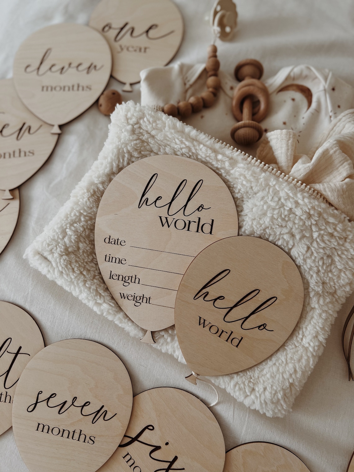 Milestone Cards Wooden Baby Photography Propwooden Balloons - Etsy