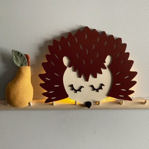 Hedgehog, wooden lamp, nursery decor, nightlight for kids, light dimmer, kids interiors, lamp for kids