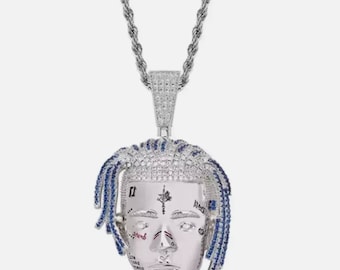 SILVER PREMIUM Rapper XXXTentacion Chain Necklace Hiphop Iced Out Jewellery UK Postage