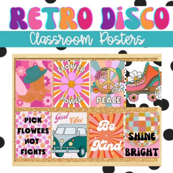 Retro Groovy Disco Classroom Decor Motivational Posters