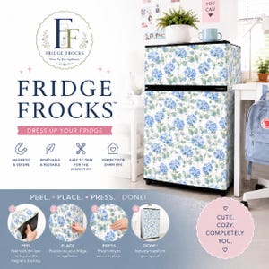 Fridge Frocks Magnetic Mini Fridge Cover | Cottagecore Dorm Room Decor, Removable Refrigerator Wrap