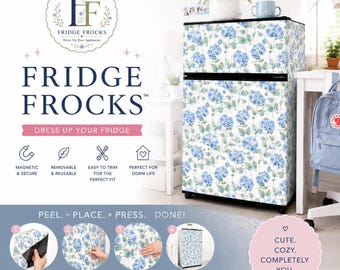 Fridge Frocks™ Magnetic Mini Fridge Cover | Dorm Classroom Fridge Decor | Cottagecore Dorm Room | Removable Refrigerator Wrap