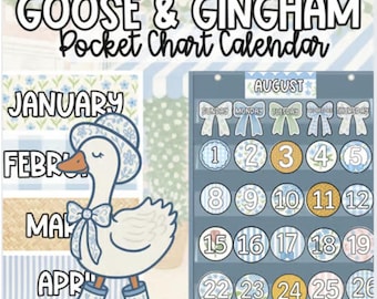 Calendario de bolsillo Grandmillennial Coquette con diseño de ganso y guinga
