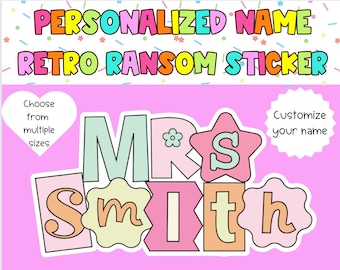 Retro Teacher Name Personalized Sticker