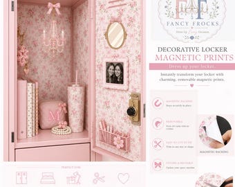 Locker Frocks™ Magnetic Locker Wallpaper | Cute Locker Decor for Girls | Coquette Locker Kit | Floral Magnetic Locker Panels