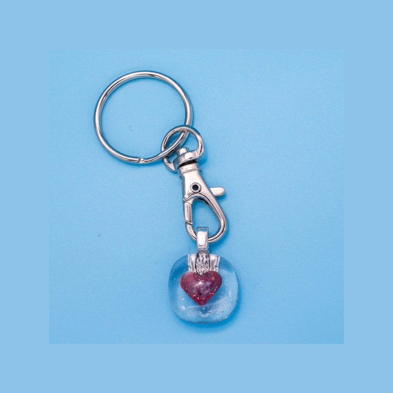 Fused Glass Heart Key Ring
