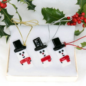 Fused Glass Snowman, Christmas Tree Decoration, Snowman