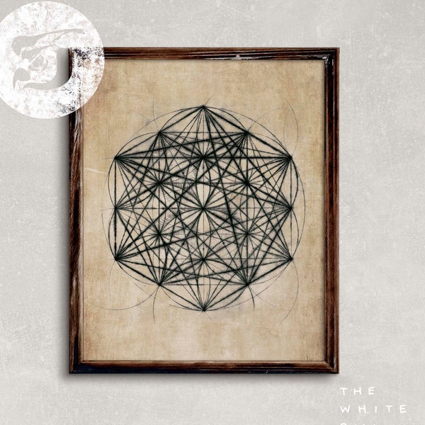 UNITY | Sacred Geometry Inspired Drypoint Etching Original Illustration | Digital Printable Wall Art | Instant Download