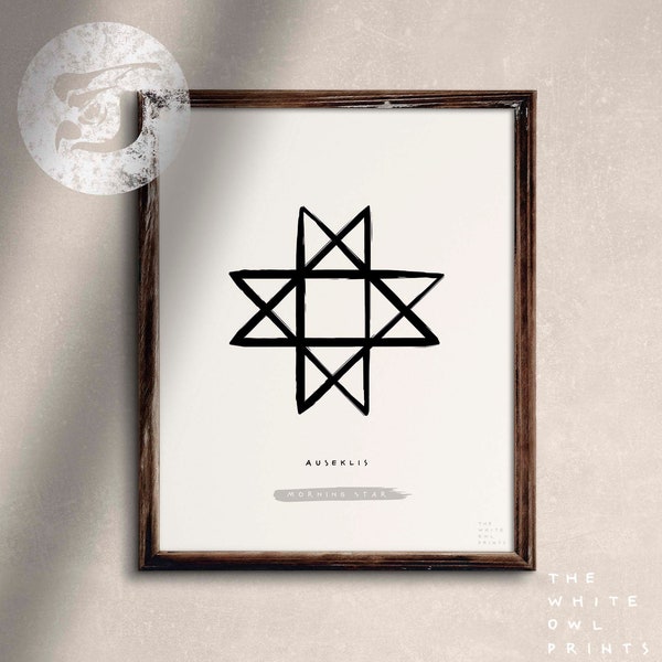 AUSEKLIS - Morning Star | Latvian Baltic Pagan Tribes Symbol of Light and Protection | Digital Printable Wall Art | Instant Download