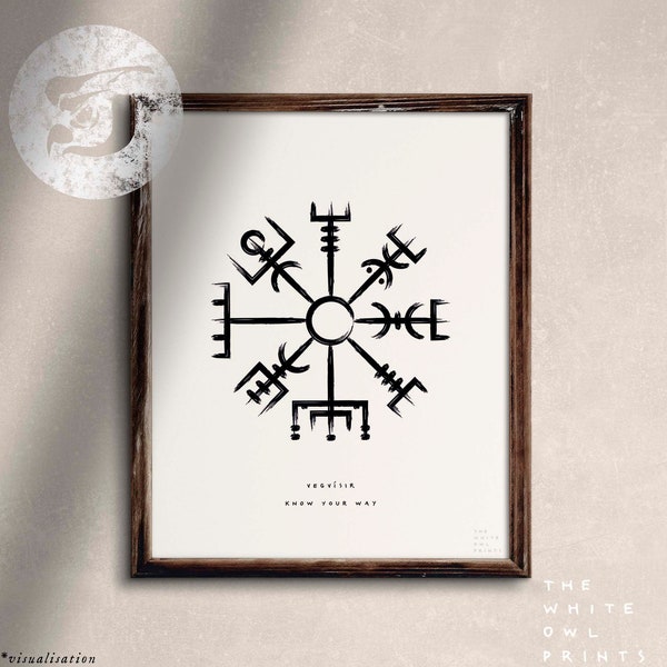 Vegvísir - Viking Scandinavian Nordic Magical Rune Stave - Symbol of Guidance and Protection | Printable Wall Art  | Instant Download