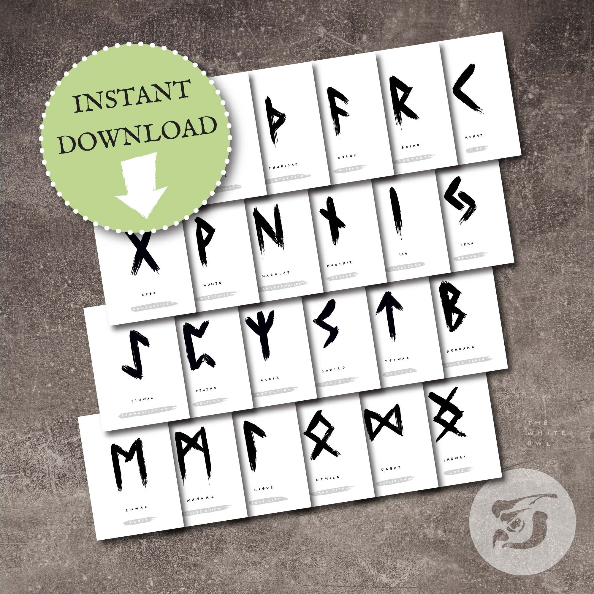 RUNE PRINTS Full Set of 24 Runes Viking Scandinavian Elder | Etsy
