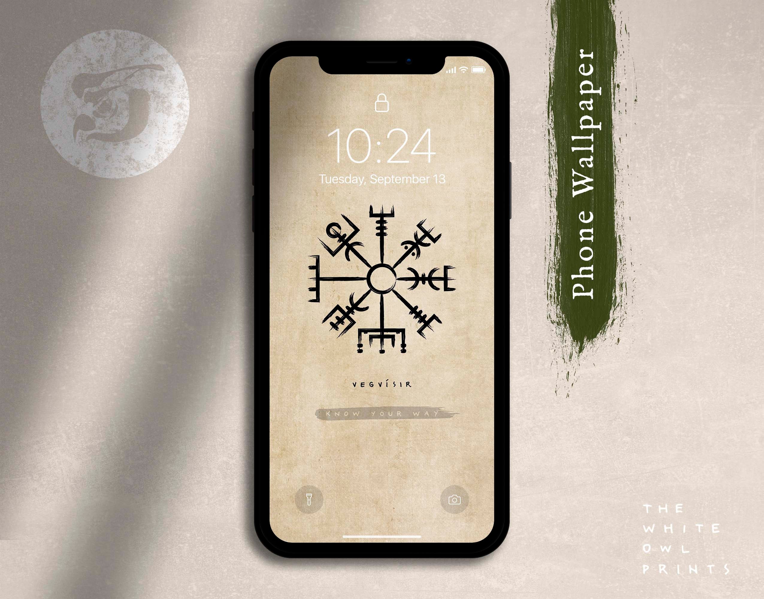 Premium Vector  Vegvisir true bright outline wallpaper