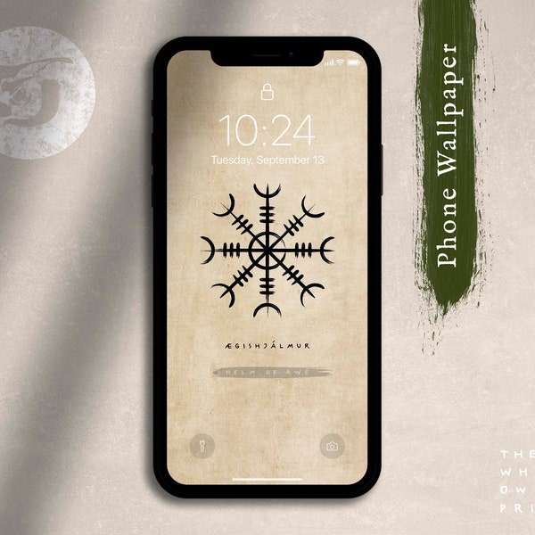 Ægishjálmur Phone Wallpaper | Smartphone iPhone Samsung Android | Viking Scandinavian Old Norse Symbol Aegishjalmur Design Background