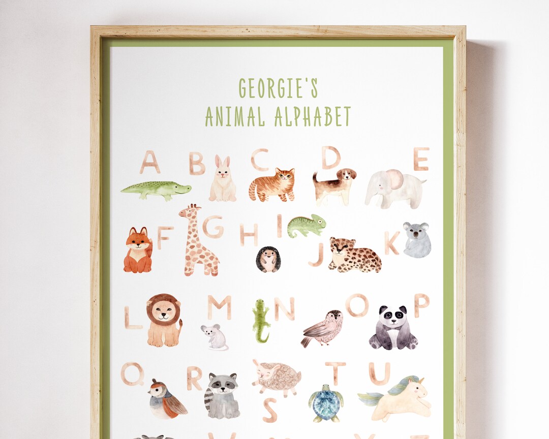 Personalized Animal Alphabet Print – Nursery Decor, Kids Name ...