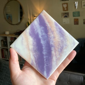 Resin Coaster | Purple and Pink | Epoxy Resin Art | Tile Coaster