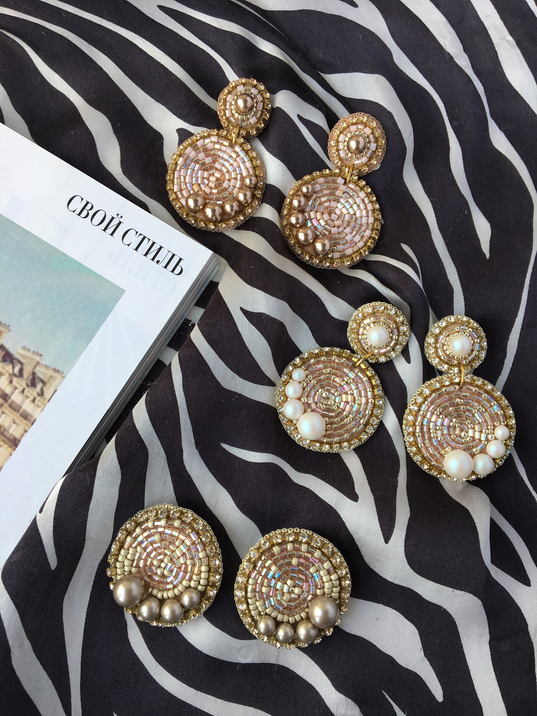 Pearl earrings/ Statement earrings with Swarivski pearls/ Etsy