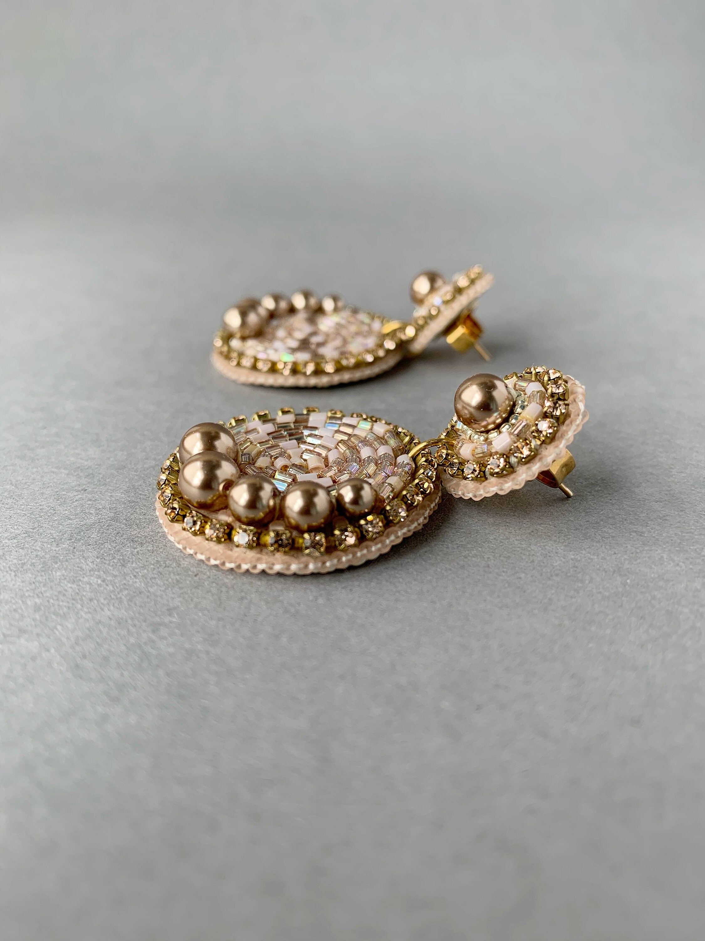 Pearl earrings/ Statement earrings with Swarivski pearls/ Etsy