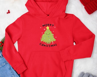 Kid's Chirstmas Tree Hoodie, Kids Xmas Hoodie, Girls Christmas Hooded Sweatshirt, Winter Clothes