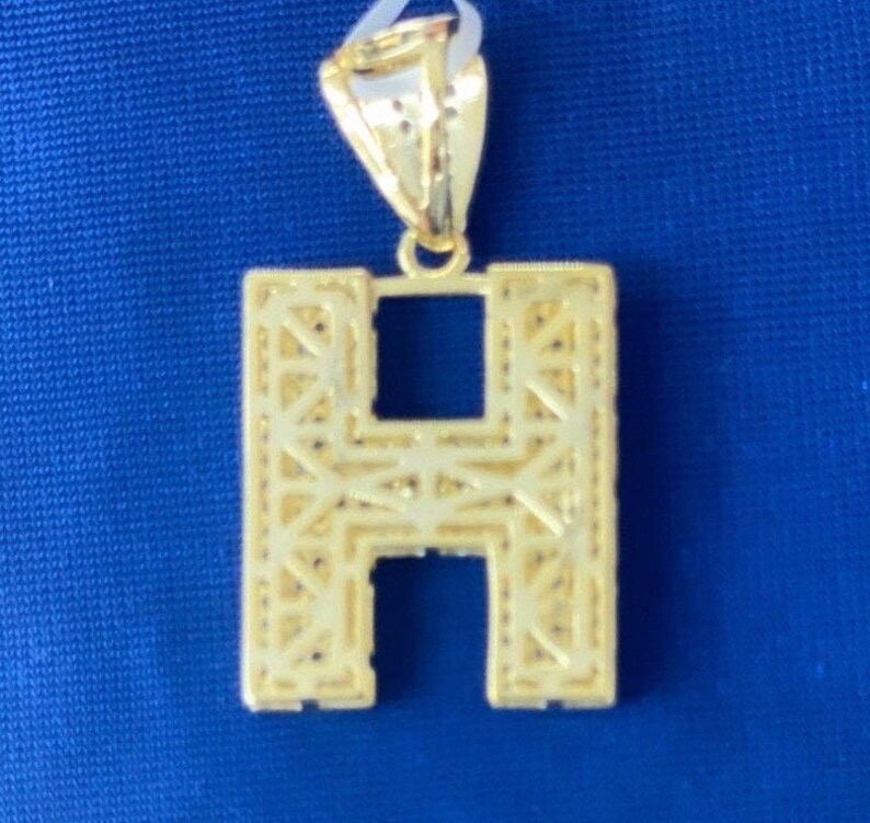 Icy 14k Gold Over 925 Silver Initial H Pendent