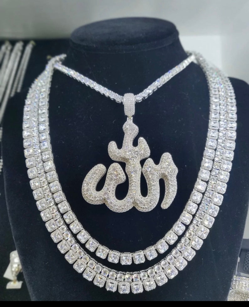 14kt Gold Finish Allah Charm+chain - Etsy