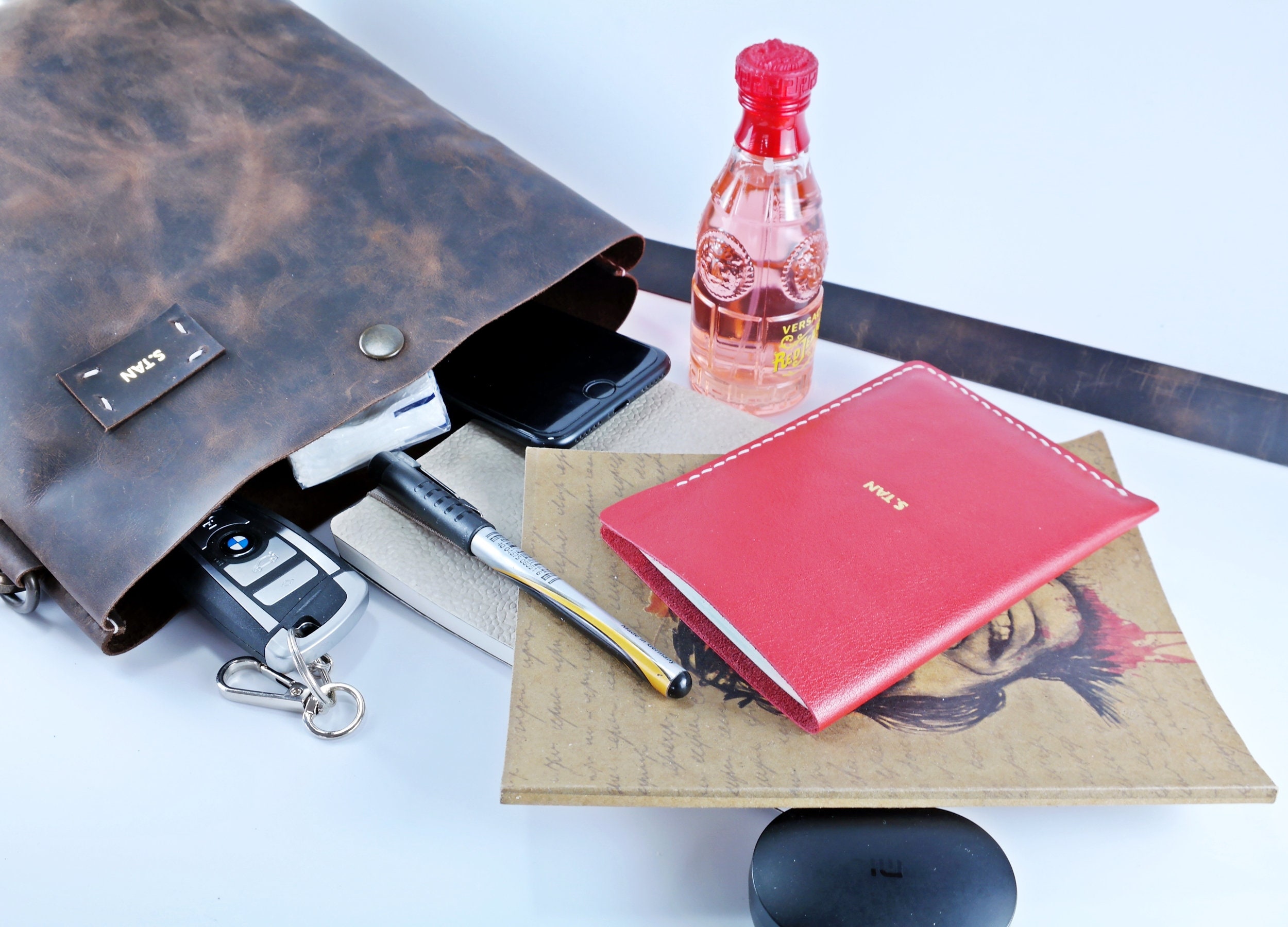 Leather Crossbody Bag, Handmade Full Grain Leather Black Crossbody Bags