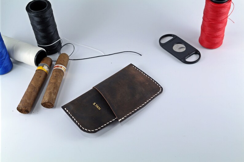 Cigars Accessories, Leather Cigar Travel Case, Cigar Holder, Handmade Minimal Cigar Case, Gift for boyfriend Dad and Women, Hand-stitched, Cigar Cover, Grain Leather, Full-grain Leather, For Gift, Gift for Boyfriend, Gift Man, Handmade, stanleather