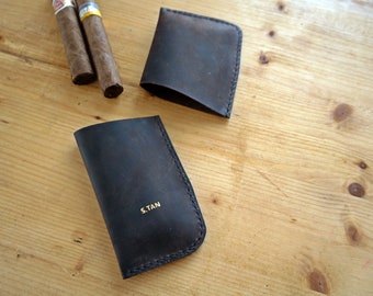 Full Grain Leather Hand Stitched Brown Cigar Cover, Handmade Best Sale Holder Gifts Dad, Mom, Boyfriend