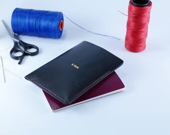 Passport Cover, Full Grain Leather Passport Holder, Black Passport Case, Handmade Gifts for girlfriend boyfriend Dad Mother and Women