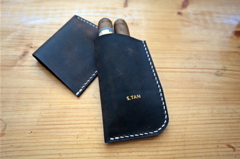 Cigars Accessories, Leather Cigar Travel Case, Cigar Holder, Handmade Minimal Cigar Case, Gift for boyfriend Dad and Women, Hand-stitched, Cigar Cover, Grain Leather, Full-grain Leather, For Gift, Gift for Boyfriend, Gift Man, Handmade, stanleather