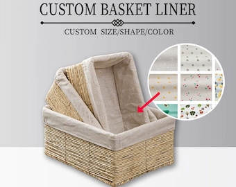 Daisy flowers and grass liners for any basket,custom size liner,high quality cotton fabric basket liner,reusable,removable,multiple styles