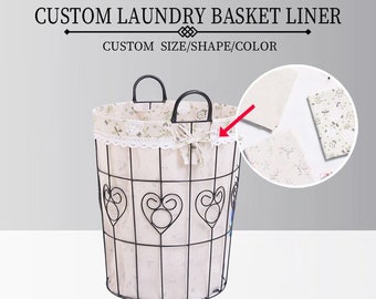 Custom size laundry basket liners,elegant floral pattern liner,high quality cotton basket liners,reusable,washable,removable,multiple styles
