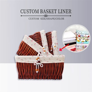 Custom size  cute printed cotton liner for any basket,high quality embossed fabric basket liner,removable,washable,multiple styles&color