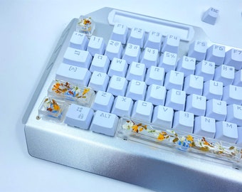 Real pressed dried flower resin keycaps, personalized keycap, spacebar Esc Enter keycap, cute art keycap set, OEM XDA cherry keycap