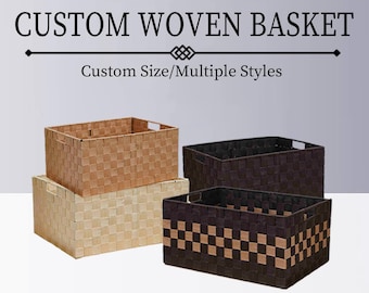 Custom size fabric woven basket with lid,toy storage basket,mudroom storage basket,cabinet basket,bathroom basket,multiple colors,home decor