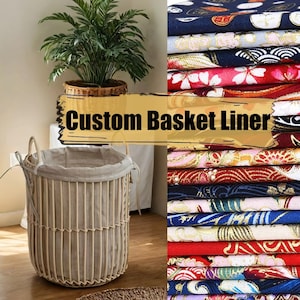 Custom size retro printed cotton liner for any basket,high quality embossed fabric basket liner,removable,washable,multiple styles&color