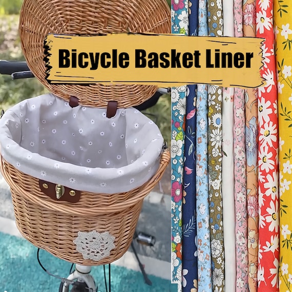 Bicycle basket elegant style liner and tote in one,high quality embossed fabric basket liner,removable,washable,multiple styles&color