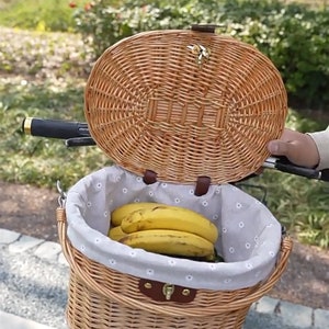 Bicycle basket elegant style liner and tote in one,high quality embossed fabric basket liner,removable,washable,multiple styles&color image 5