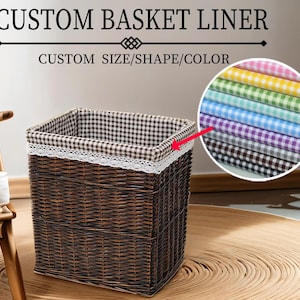 Doublure en tissu de taille et de couleur personnalisées pour panier à linge, doublures de panier en coton de haute qualité, réutilisables, lavables, amovibles, styles multiples