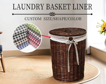 Custom size plaid fabric laundry basket liners for any basket,high quality basket liners,reusable,washable,removable,multiple styles